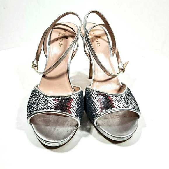 kate spade Sequin Open Toe Ankle Strap Heels - Picture 4 of 7